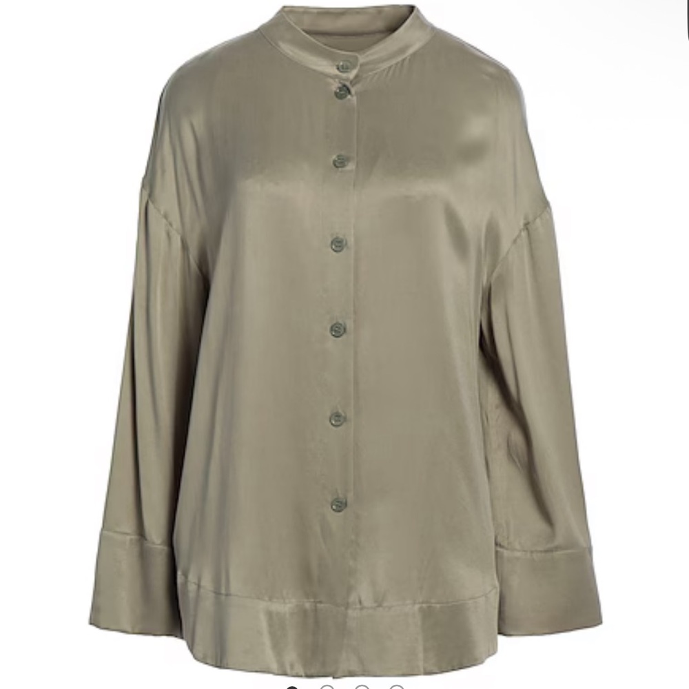 Rodebjer Olive Satin Button Down Shirt
